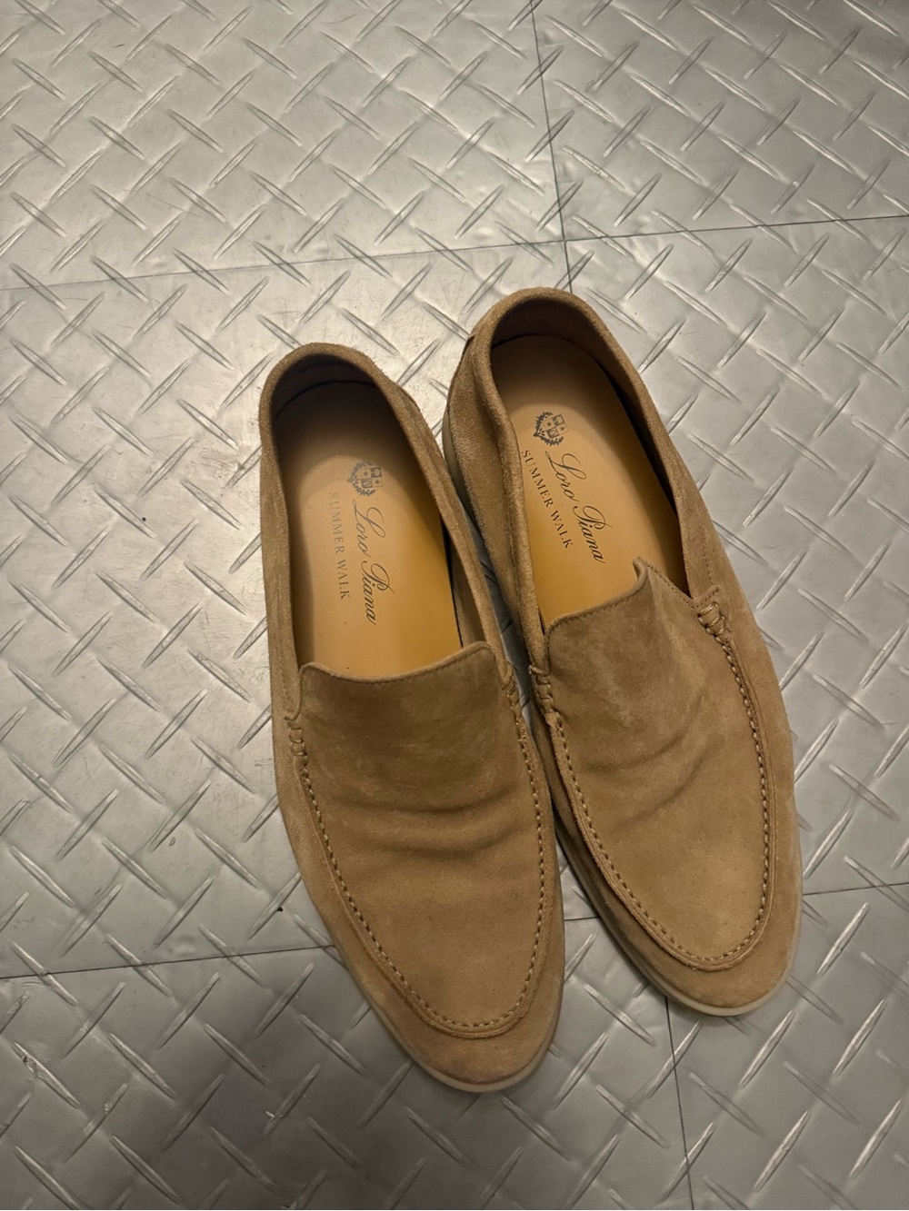 Loro Piana Tan Suede Slip-On Loafers